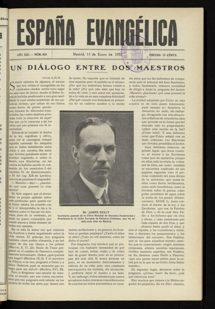 Miniatura de España Evangélica del 14 de enero de 1932, nº 624