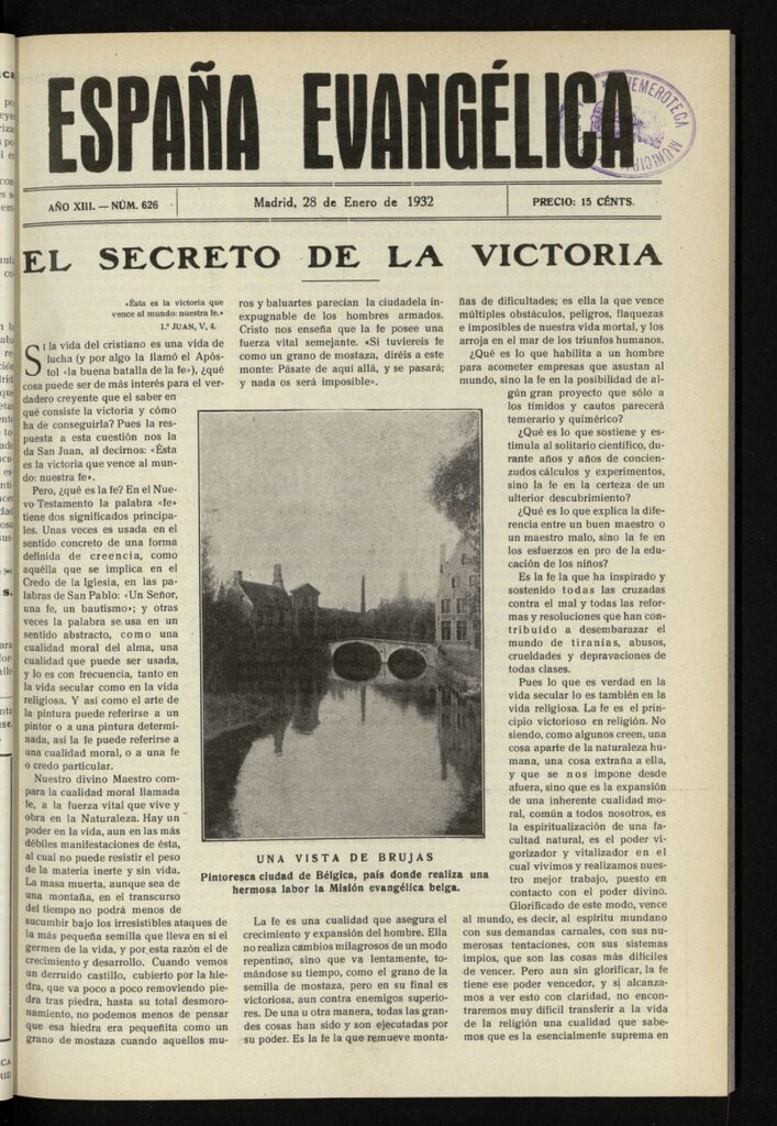 Miniatura de España Evangélica del 28 de enero de 1932, nº 626