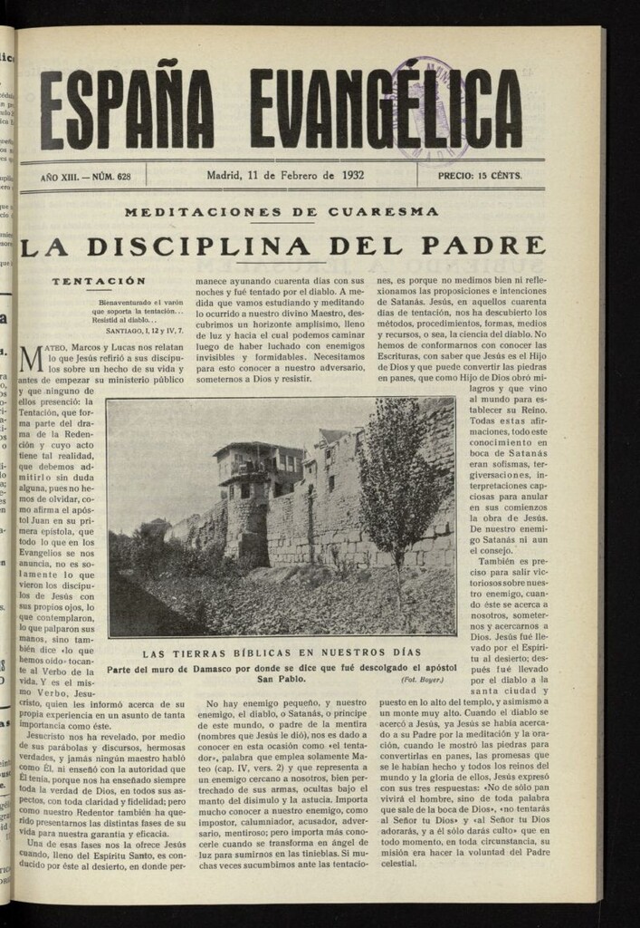 Miniatura de España Evangélica del 11 de febrero de 1932, nº 628