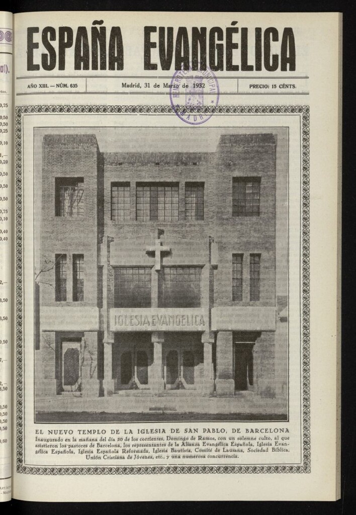 Miniatura de España Evangélica del 31 de marzo de 1932, nº 635