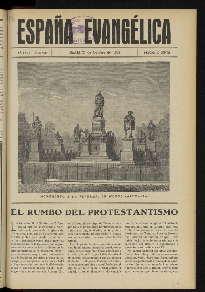 Miniatura de España Evangélica del 27 de octubre de 1932, nº 659