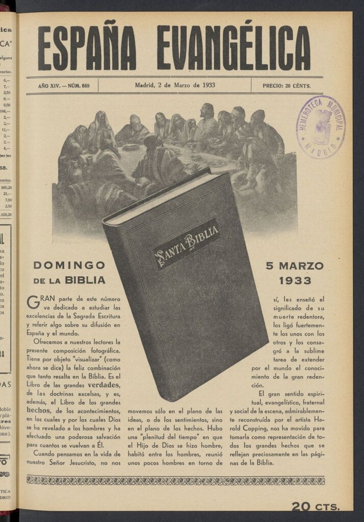 Miniatura de España Evangélica del 2 de marzo de 1933, nº 669
