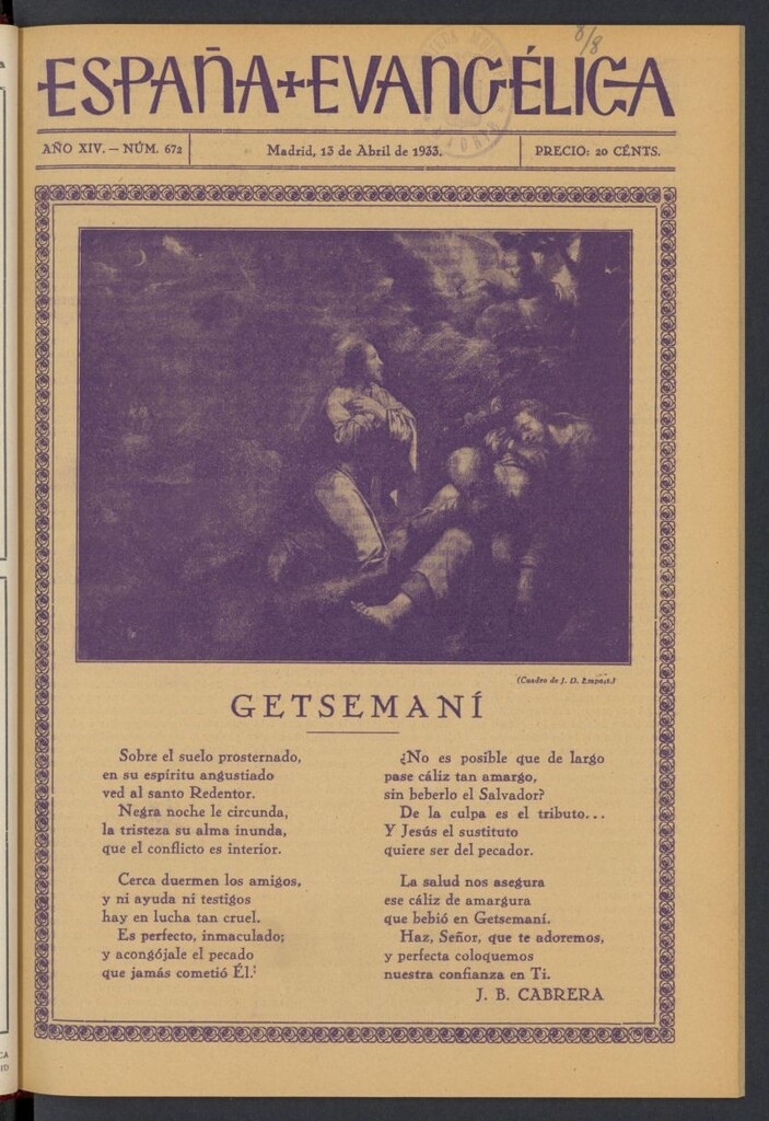 Miniatura de España Evangélica del 13 de abril de 1933, nº 672