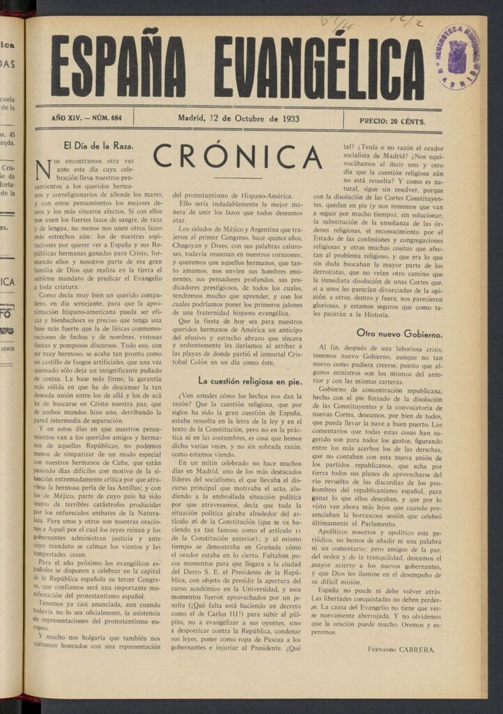 Miniatura de España Evangélica del 12 de octubre de 1933, 684