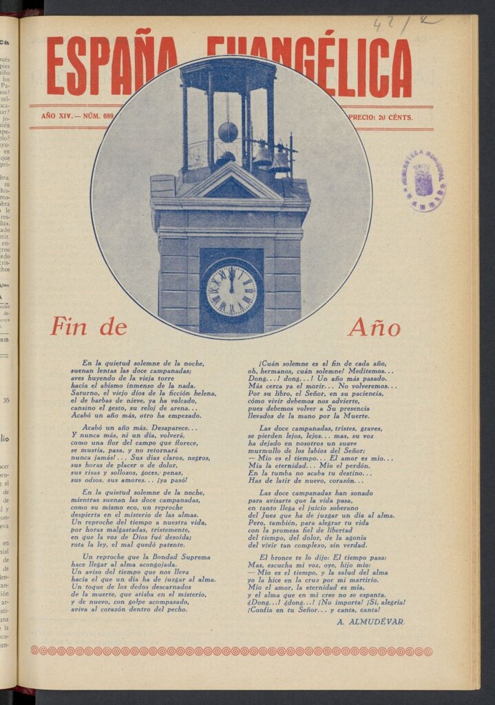 Miniatura de España Evangélica del 28 de diciembre de 1933, nº 689