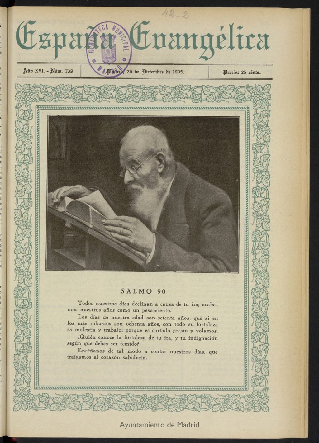 Miniatura de España Evangélica del 26 de diciembre de 1935, nº 739