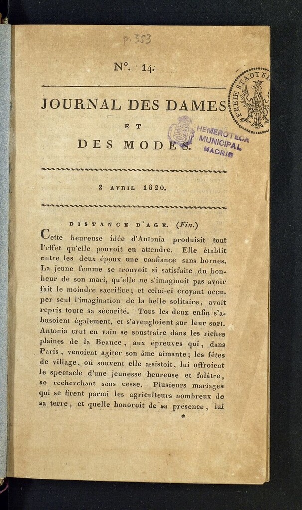 Miniatura de Journal des dames et des modes del 2 de abril de 1820, nº 14