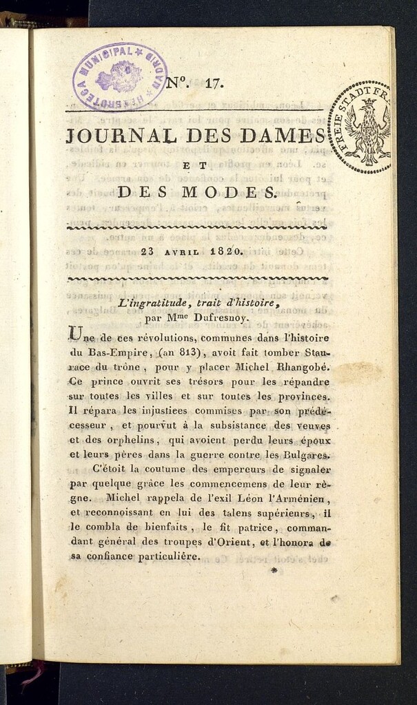 Miniatura de Journal des dames et des modes del 23 de abril de 1820, nº 17