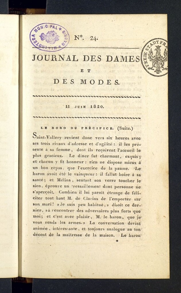 Miniatura de Journal des dames et des modes del 11 de junio de 1820, nº 24