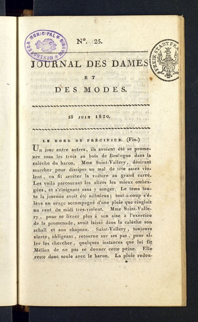 Miniatura de Journal des dames et des modes del 18 de junio de 1820, nº 25