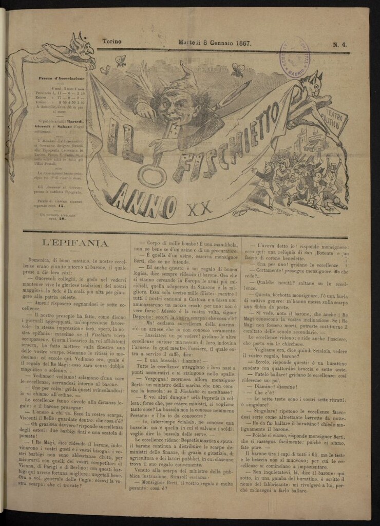 Miniatura de Il Fischietto del 8 de enero de 1867, nº 4