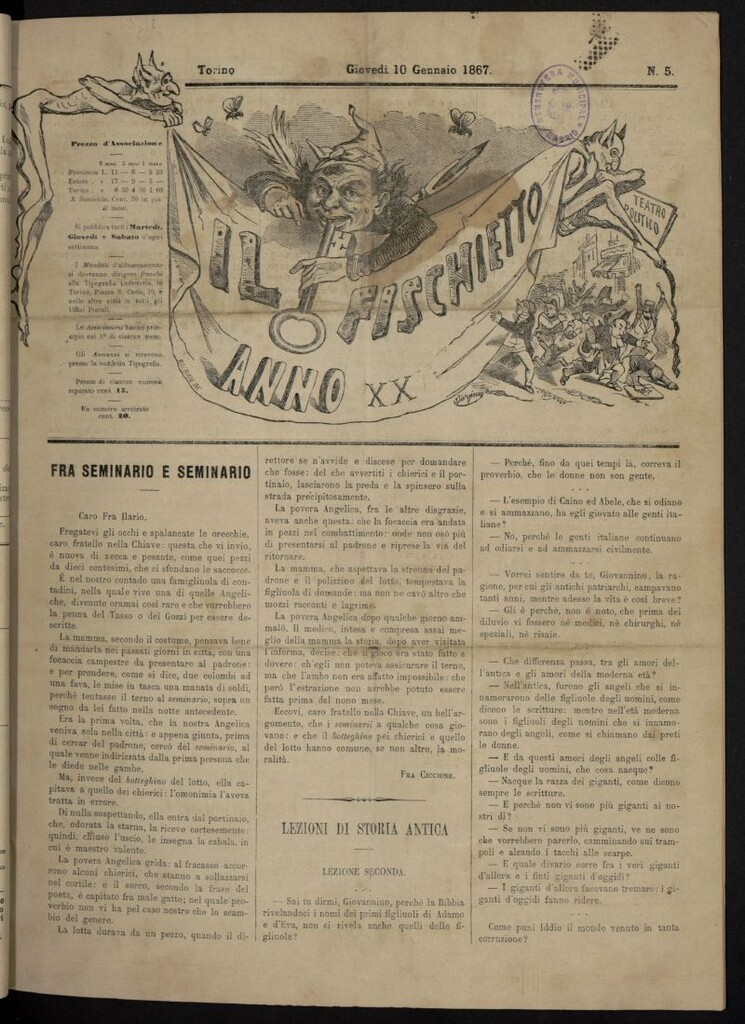 Miniatura de Il Fischietto del 10 de enero de 1867, nº 5