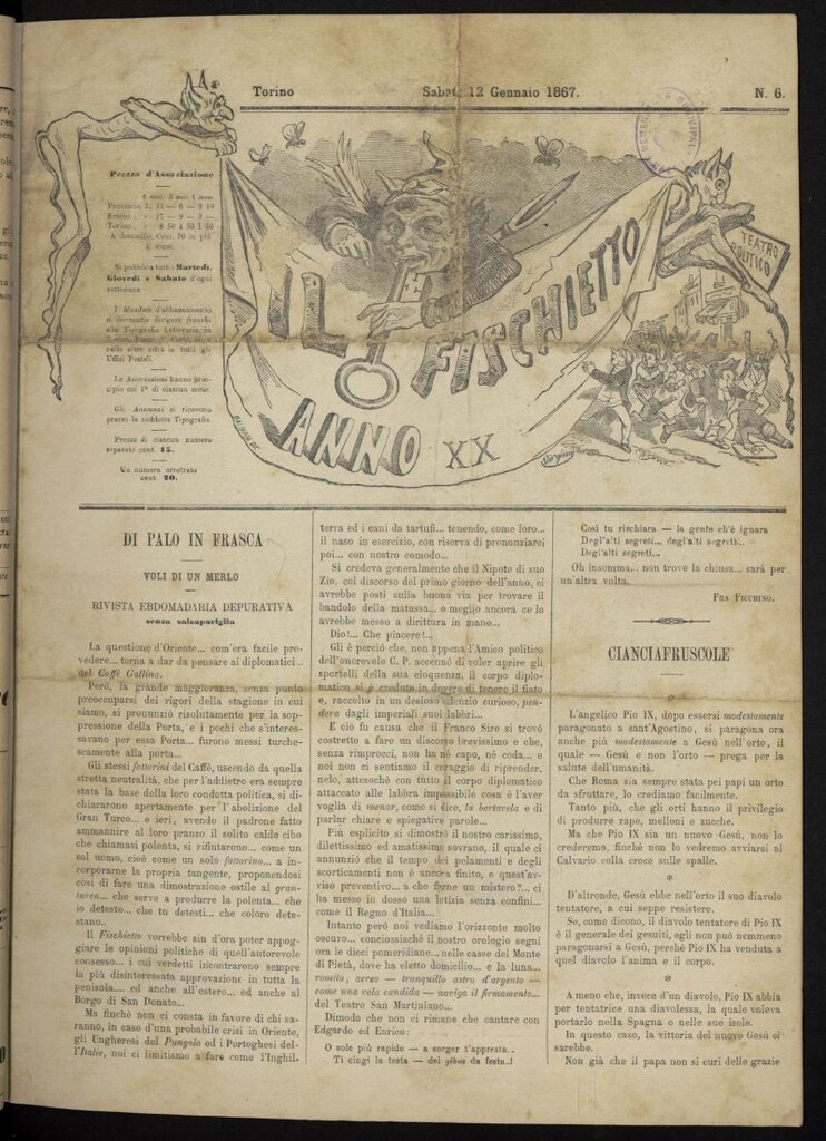 Miniatura de Il Fischietto del 12 de enero de 1867, nº 6