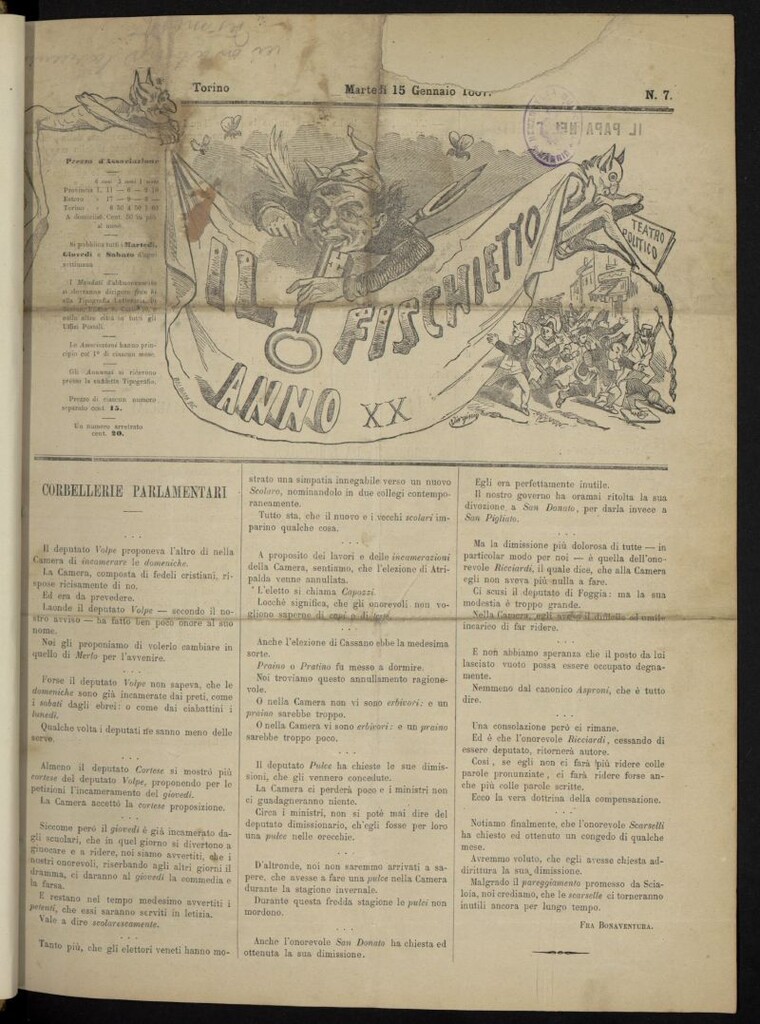 Miniatura de Il Fischietto del 15 de enero de 1867, nº 7