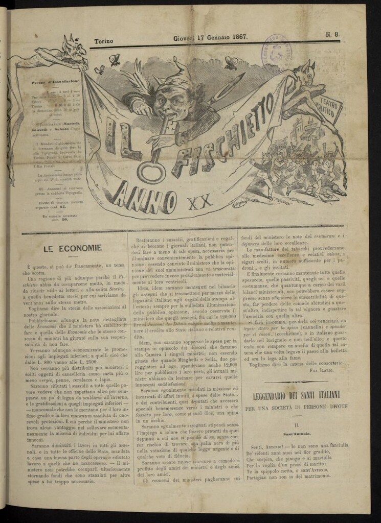 Miniatura de Il Fischietto del 17 de enero de 1867, nº 8
