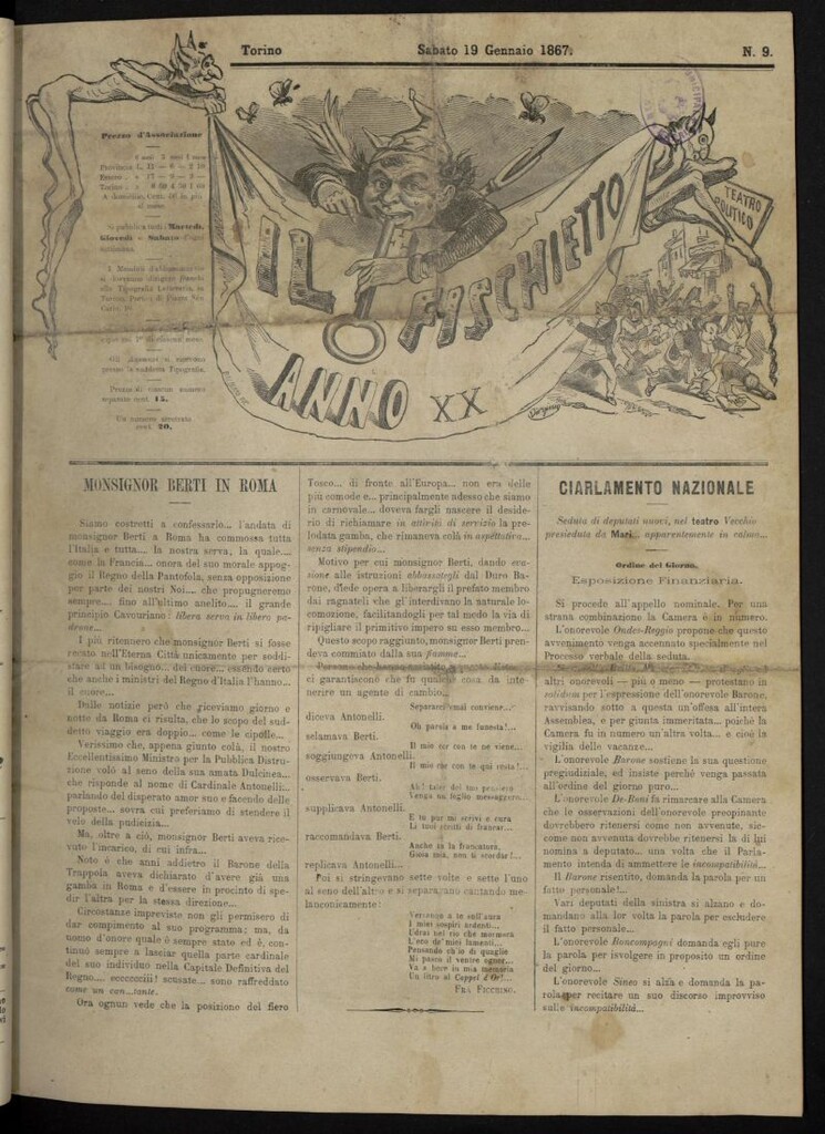Miniatura de Il Fischietto del 19 de enero de 1867, nº 9