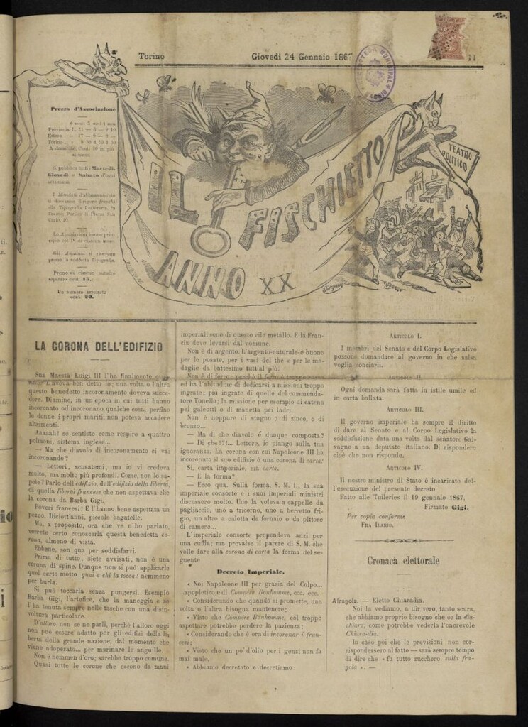 Miniatura de Il Fischietto del 24 de enero de 1867, nº 11