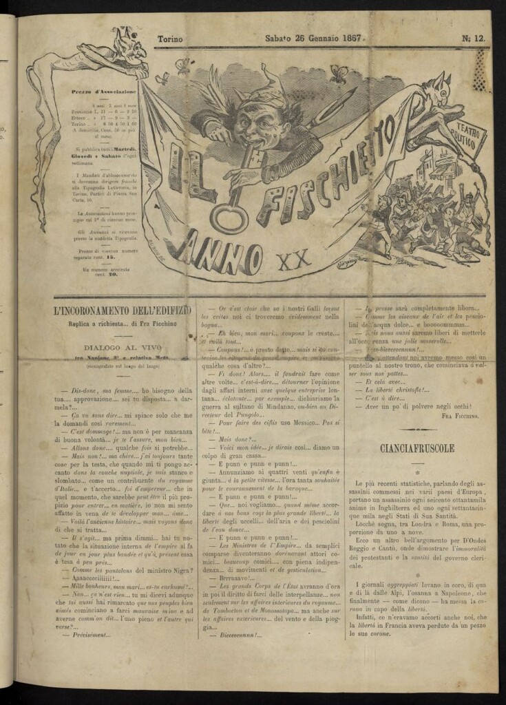 Miniatura de Il Fischietto del 26 de enero de 1867, nº 12