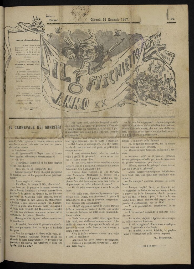 Miniatura de Il Fischietto del 31 de enero de 1867, nº 14