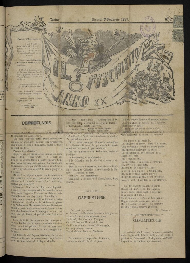 Miniatura de Il Fischietto del 7 de febrero de 1867, nº 17