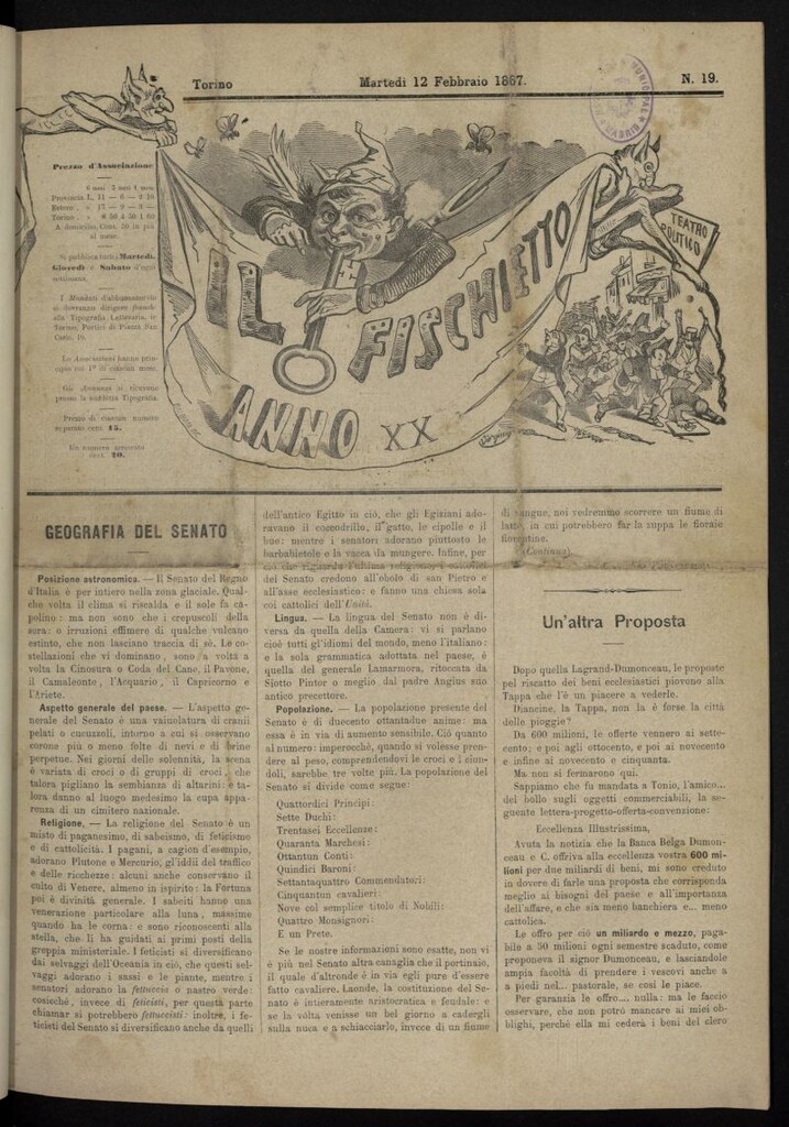 Miniatura de Il Fischietto del 12 de febrero de 1867, nº 19