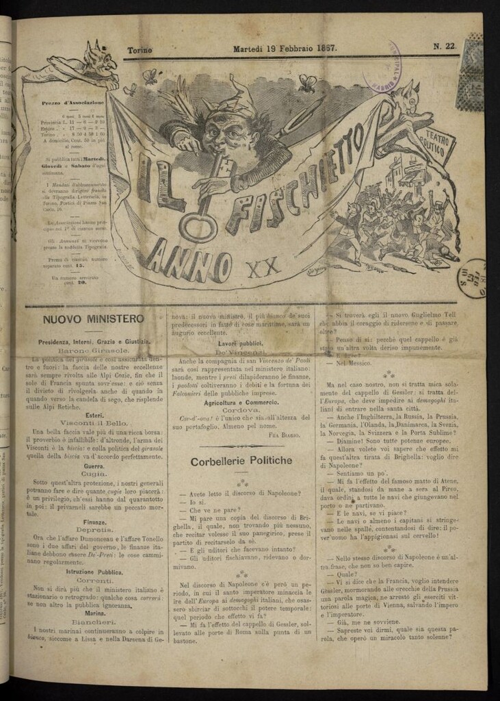Miniatura de Il Fischietto del 19 de febrero de 1867, nº 22