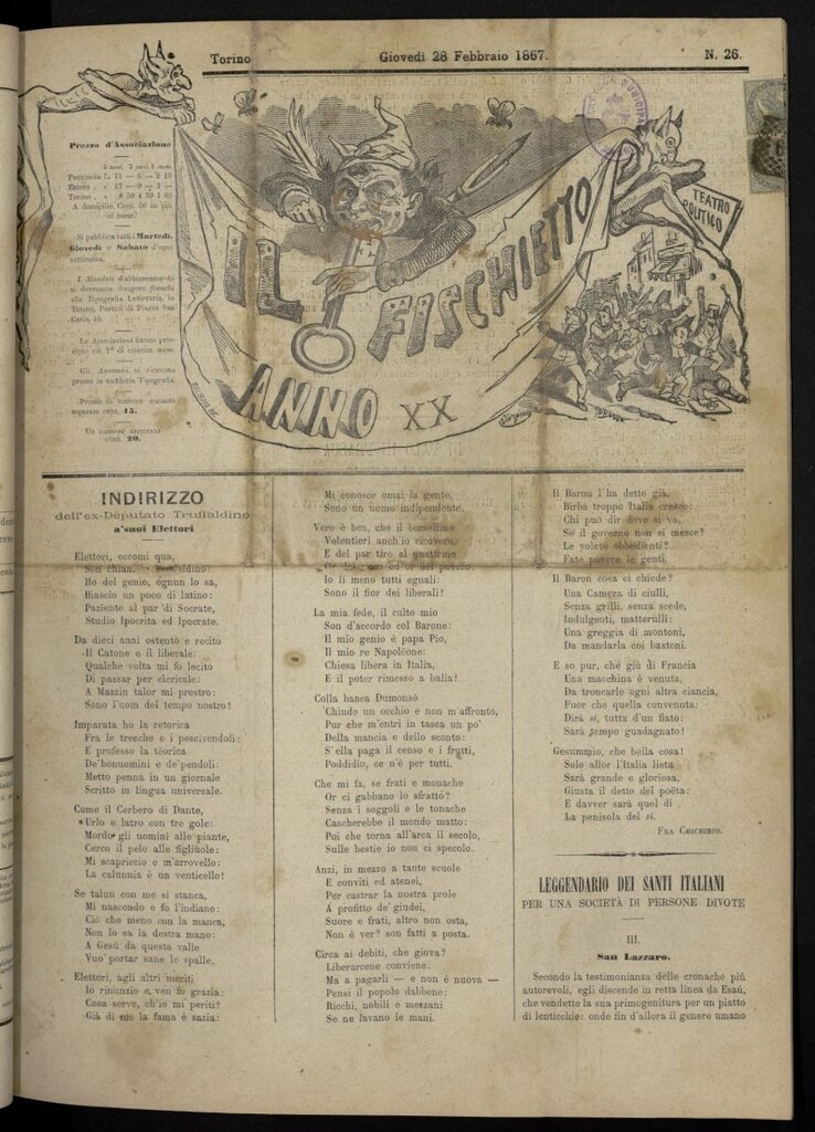 Miniatura de Il Fischietto del 28 de febrero de 1867, nº 26