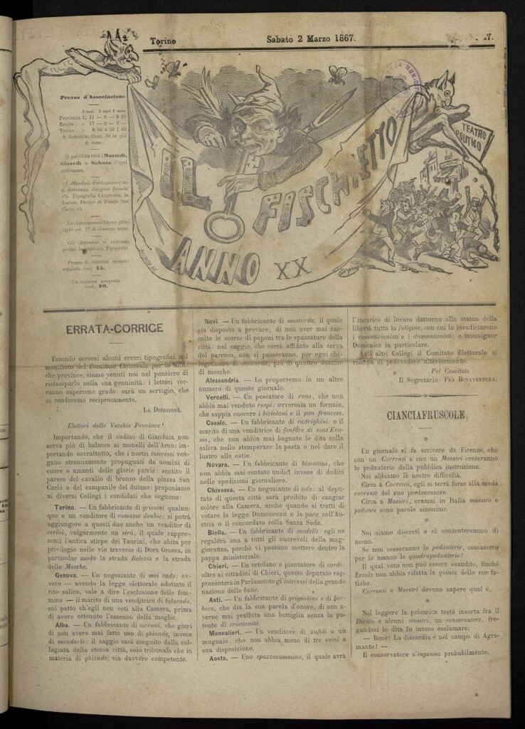 Miniatura de Il Fischietto del 2 de marzo de 1867, nº 27