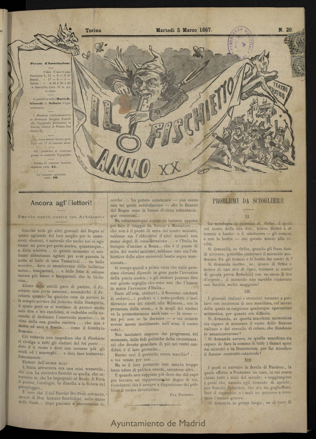 Miniatura de Il Fischietto del 5 de marzo de 1867, nº 28