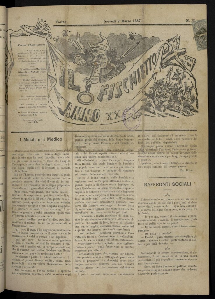 Miniatura de Il Fischietto del 7 de marzo de 1867, nº 29