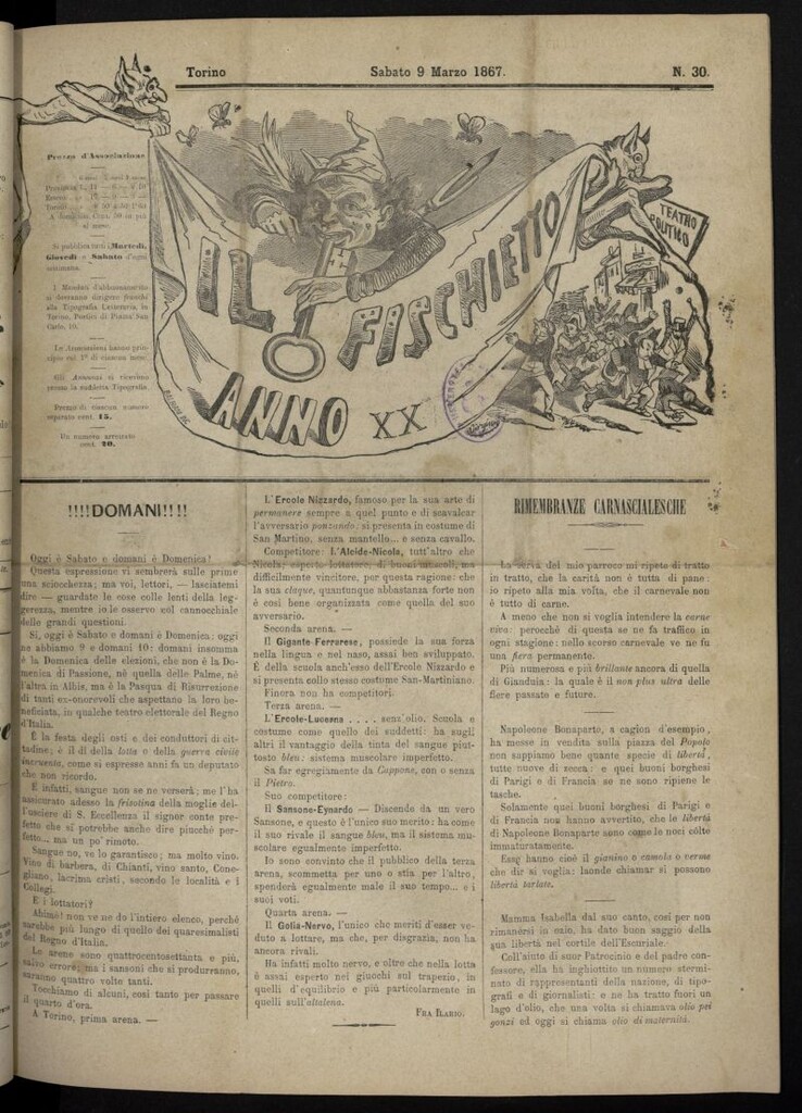 Miniatura de Il Fischietto del 9 de marzo de 1867, nº 30