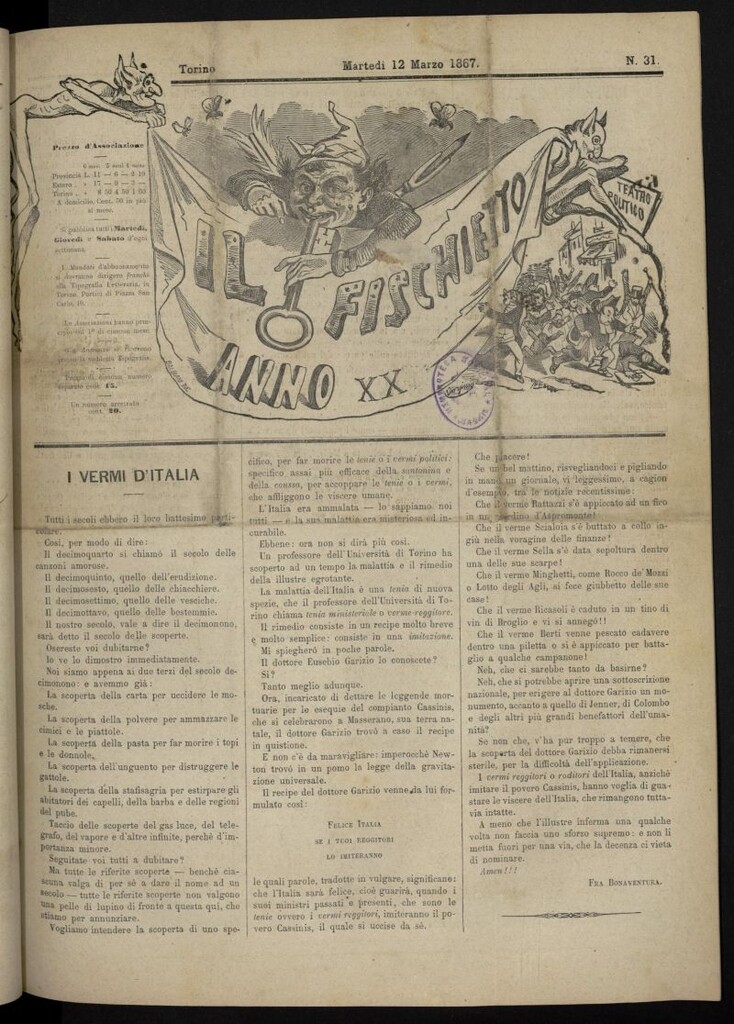 Miniatura de Il Fischietto del 12 de marzo de 1867, nº 31