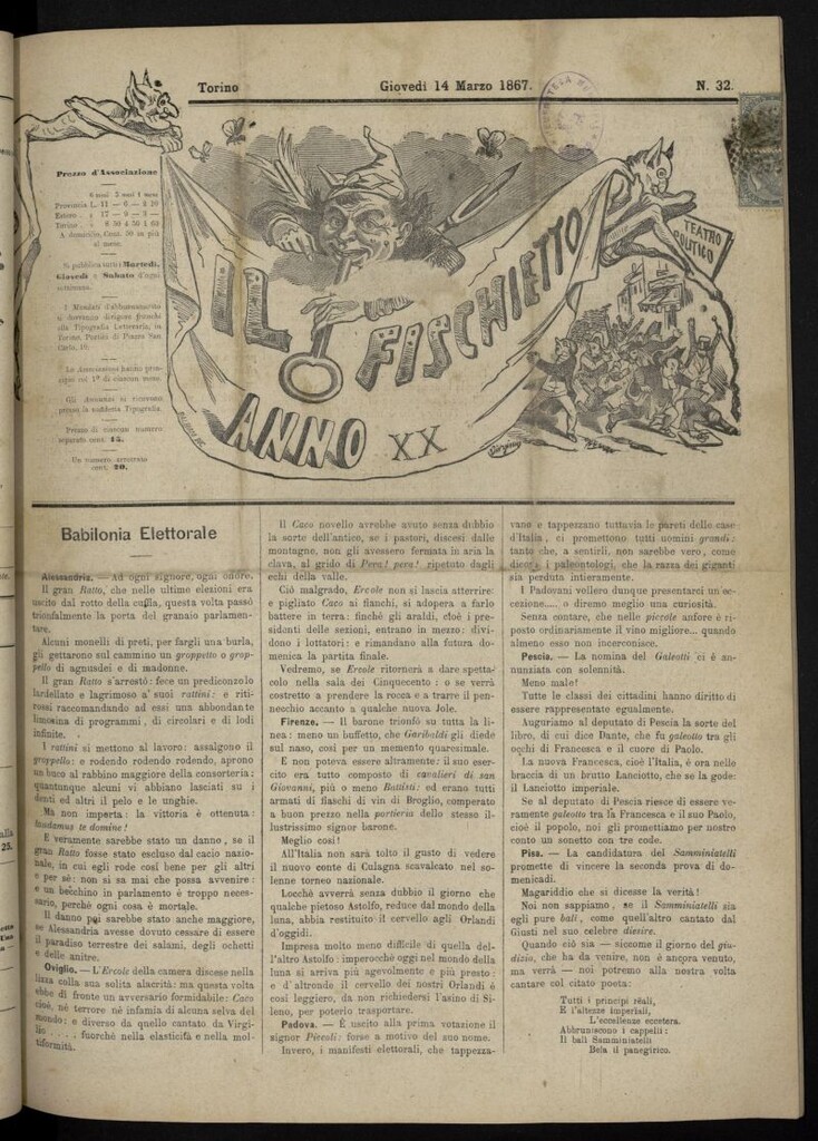 Miniatura de Il Fischietto del 14 de marzo de 1867, nº 32
