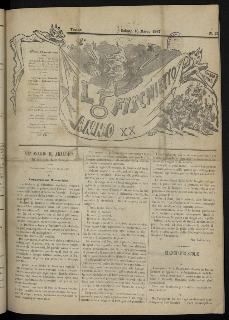 Miniatura de Il Fischietto del 16 de marzo de 1867, nº 33