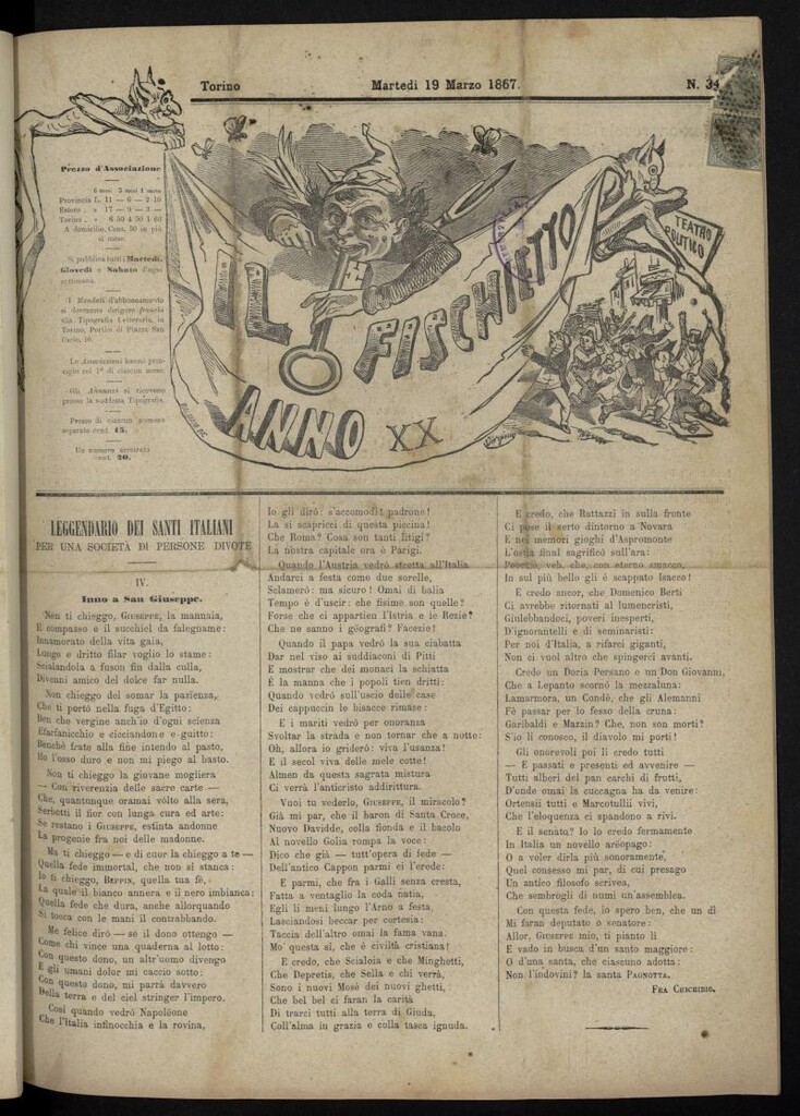 Miniatura de Il Fischietto del 19 de marzo de 1867, nº 34