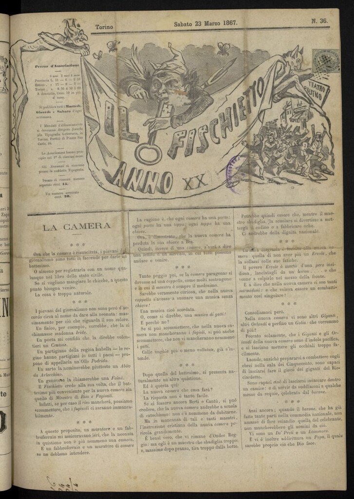 Miniatura de Il Fischietto del 23 de marzo de 1867, nº 36