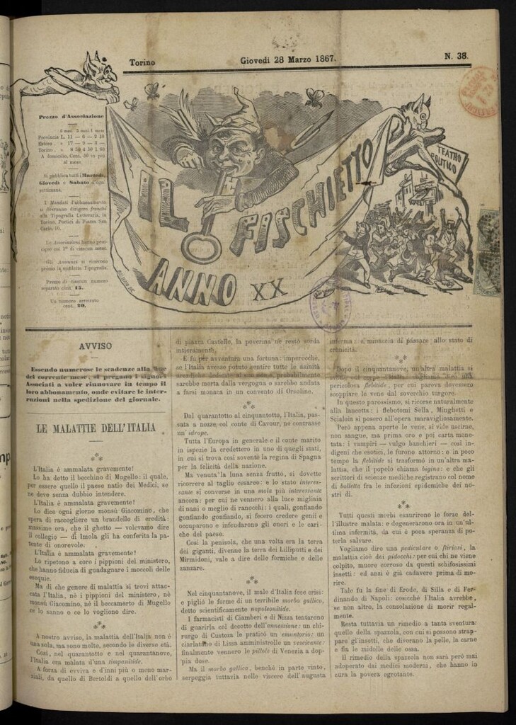 Miniatura de Il Fischietto del 28 de marzo de 1867, nº 38