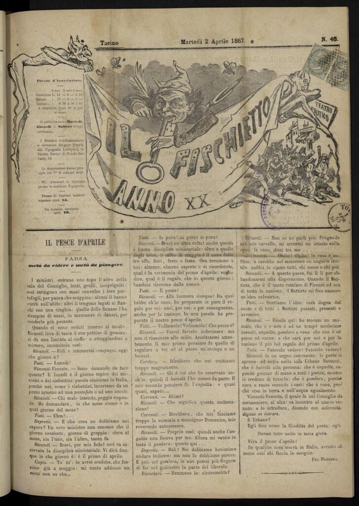 Miniatura de Il Fischietto del 2 de abril de 1867, nº 40