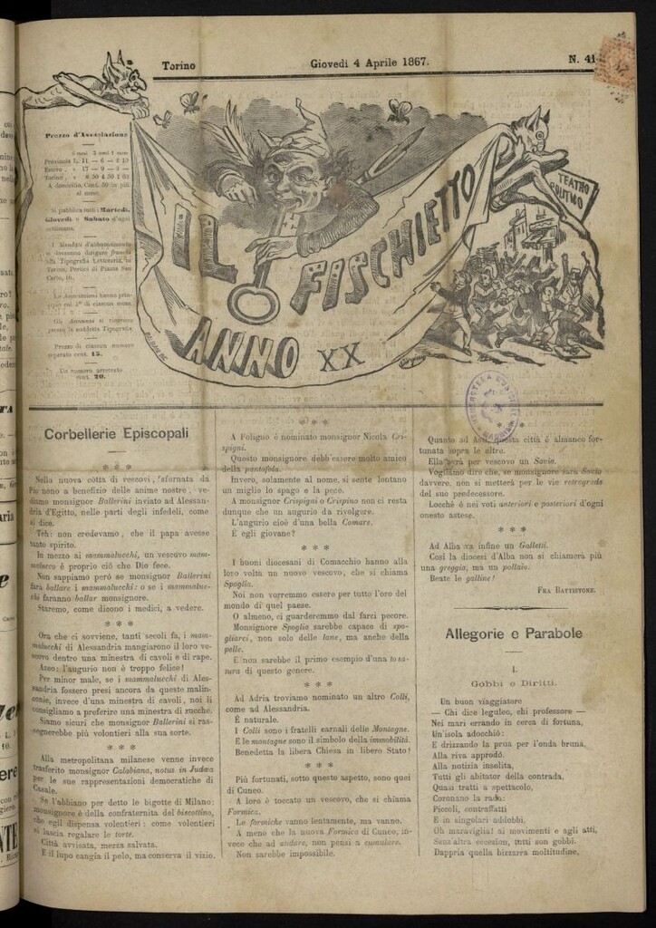 Miniatura de Il Fischietto del 4 de abril de 1867, nº 41