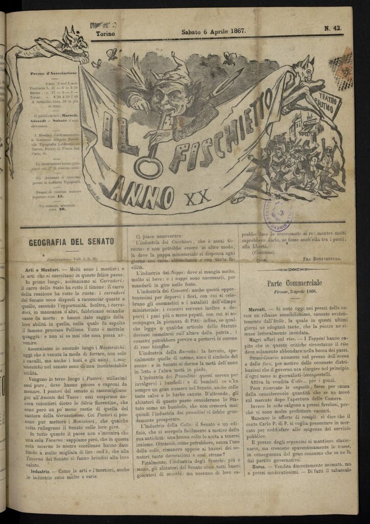 Miniatura de Il Fischietto del 6 de abril de 1867, nº 42