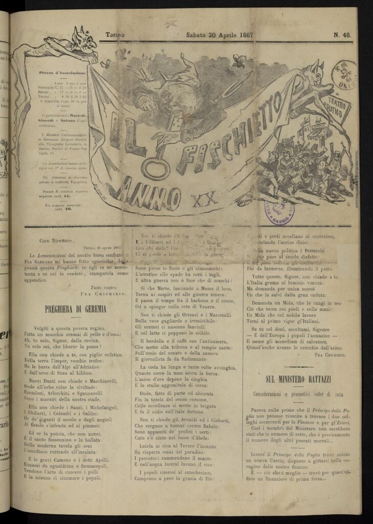 Miniatura de Il Fischietto del 20 de abril de 1867, nº 48