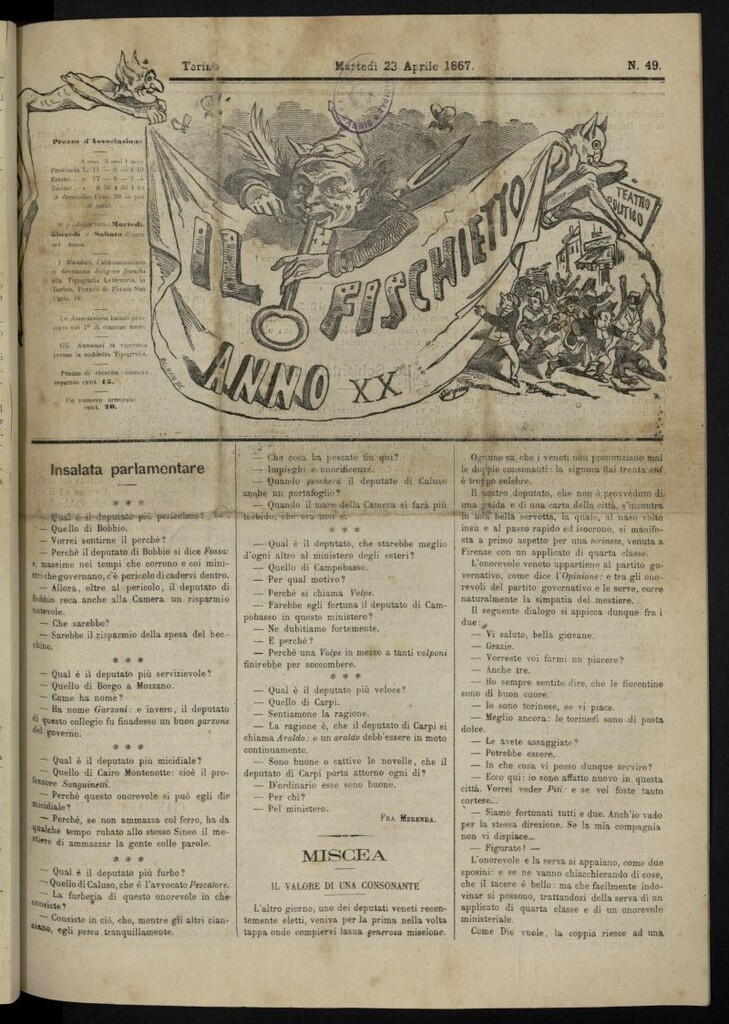 Miniatura de Il Fischietto del 23 de abril de 1867, nº 49