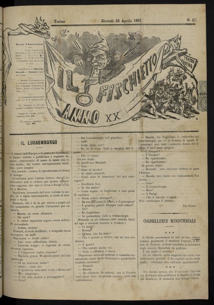 Miniatura de Il Fischietto del 25 de abril de 1867, nº 50