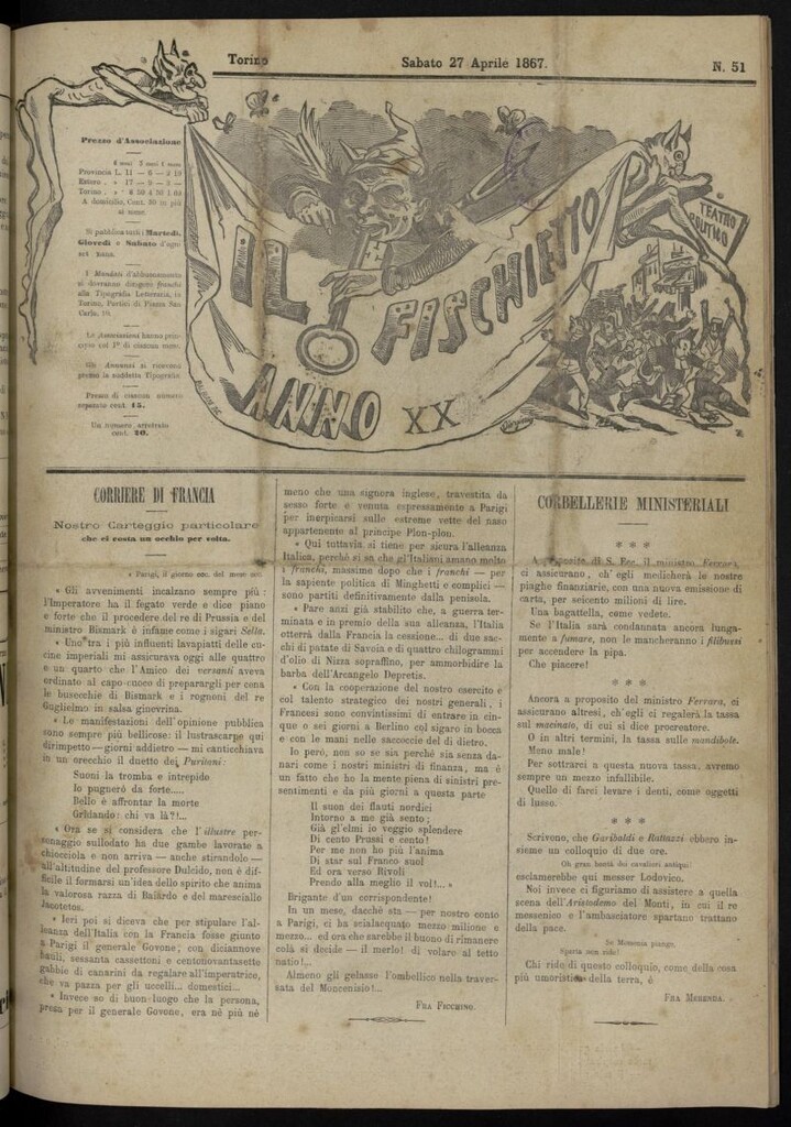 Miniatura de Il Fischietto del 27 de abril de 1867, nº 51