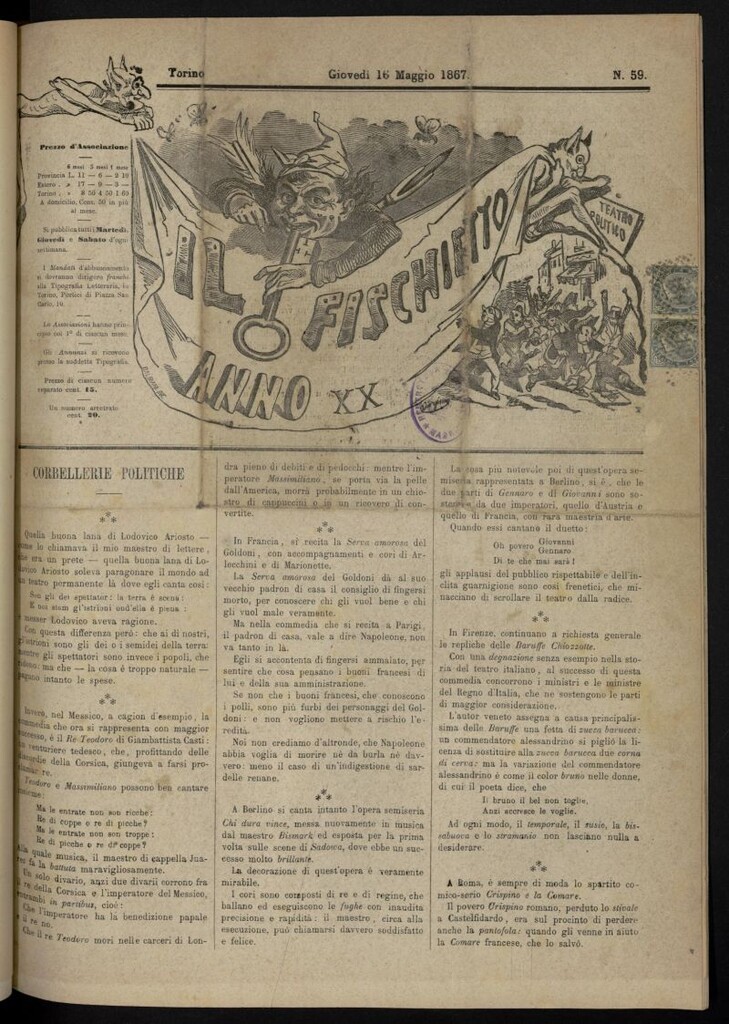 Miniatura de Il Fischietto del 16 de mayo de 1867, nº 59