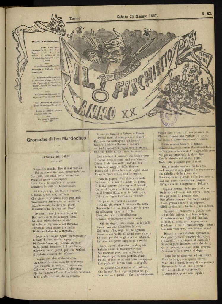 Miniatura de Il Fischietto del 25 de mayo de 1867, nº 63