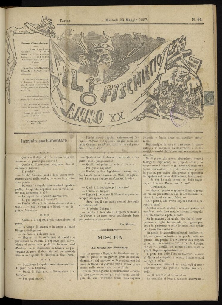 Miniatura de Il Fischietto del 28 de mayo de 1867, nº 64