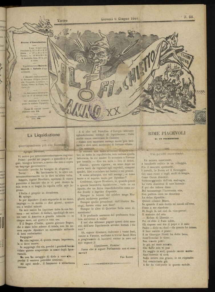 Miniatura de Il Fischietto del 6 de junio de 1867, nº 68