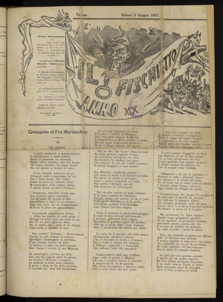 Miniatura de Il Fischietto del 8 de junio de 1867, nº 69