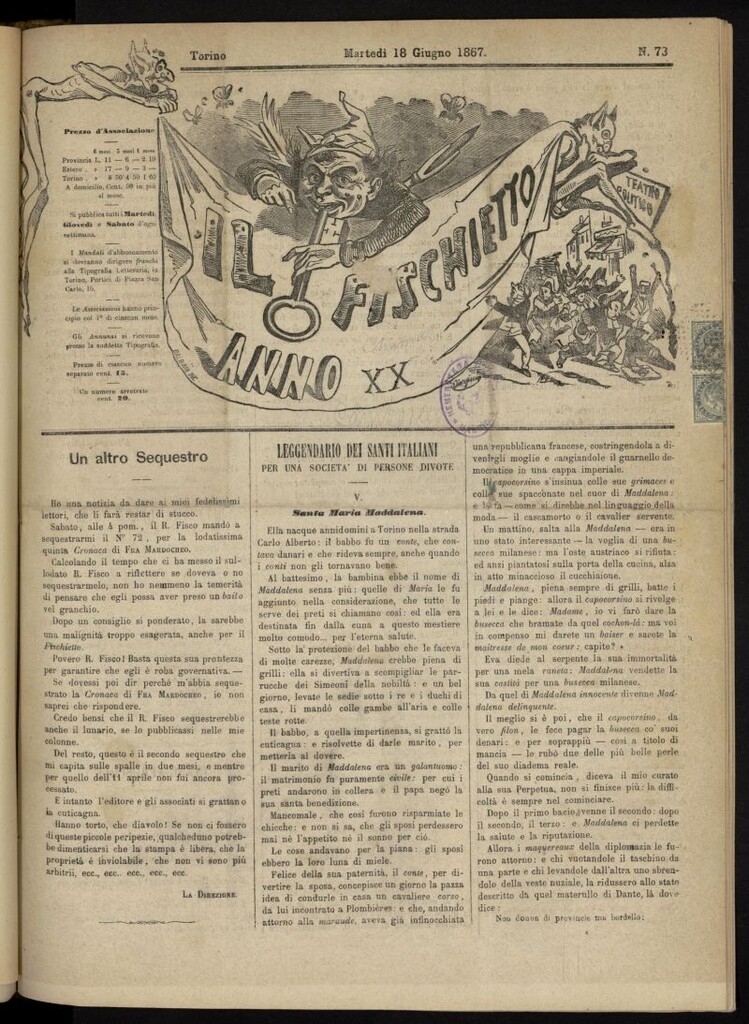 Miniatura de Il Fischietto del 18 de junio de 1867, nº 73